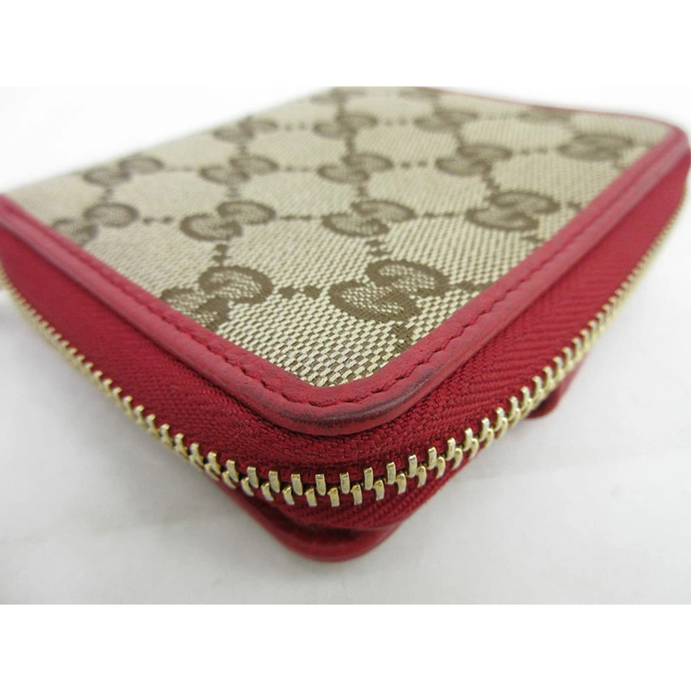 GUCCI Compact Wallet Red GG Canvas - Picture 5 of 9